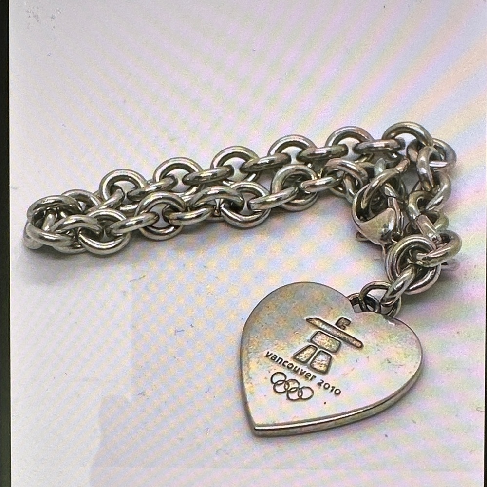 BIRKS Solid .925 Silver 2010 OLYMPICS HEART shaped bracelet size 7 - Picture 8 of 13
